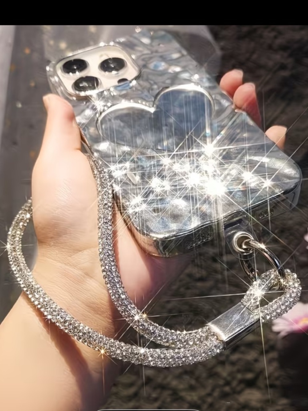 Silver Purse charm / Keychain / phone wristlet NEW retail $15